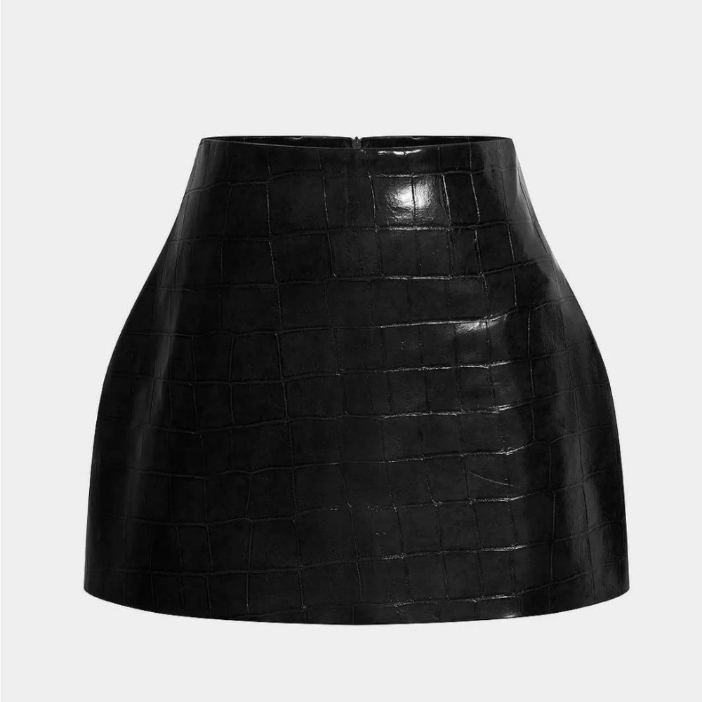 Micas Black Faux Leather Skirt